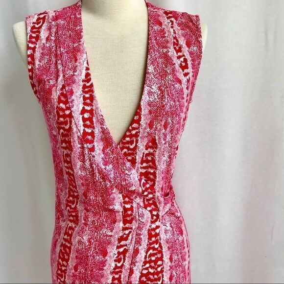 Diane Von Furstenberg Red/Pink Wrap Dress Size 2 - Picture 2 of 11
